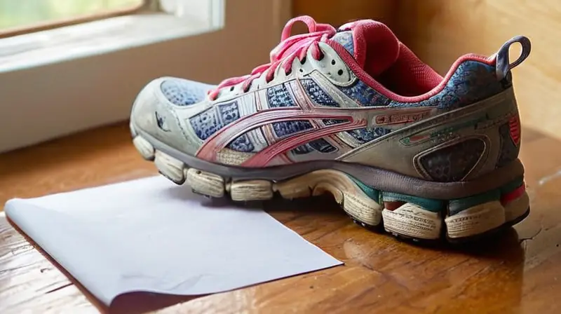 Zapatilla corrida sobre madera