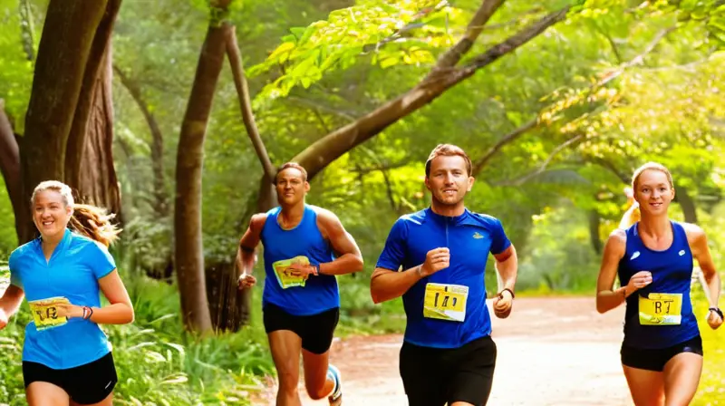 Corredores enérgicos en un parque soleado