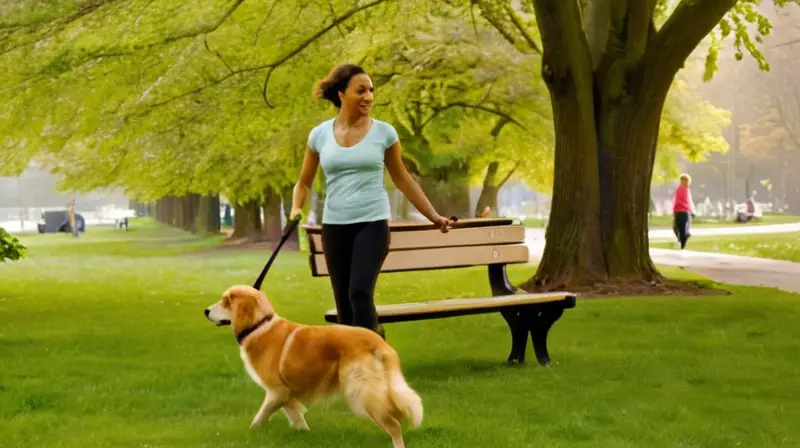Escena vibrante de mascotas en un parque