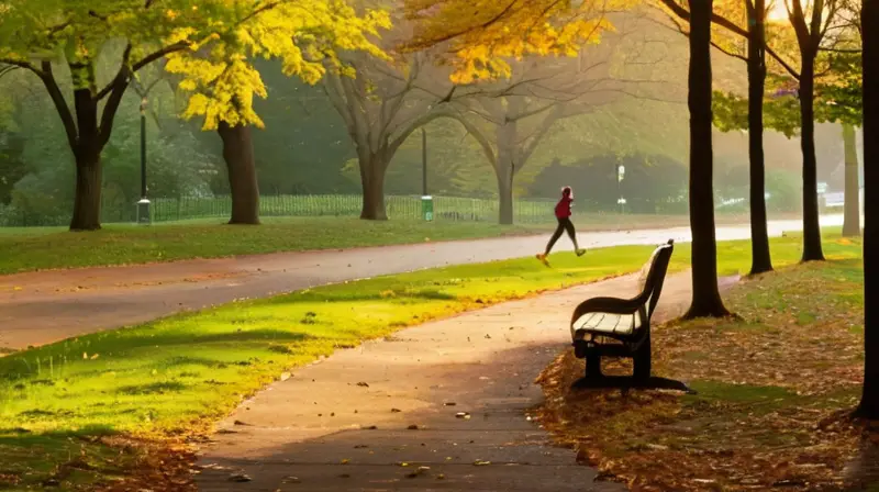 Parque urbano al amanecer