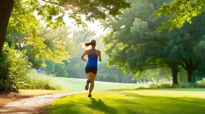 Corredor en parque soleado y vibrante