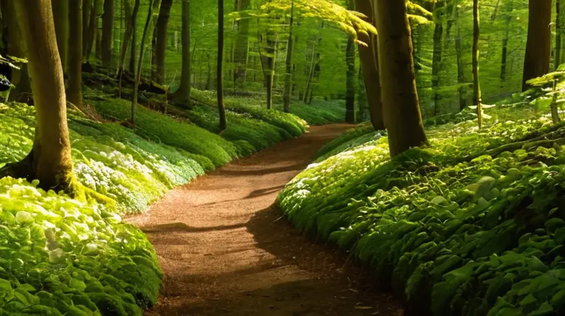 Sendero forestal iluminado, ideal para correr