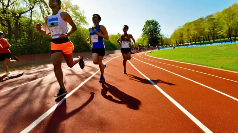 Runners compiten en pista bajo el sol