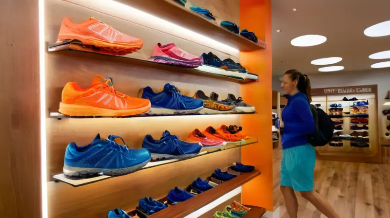 Tienda deportiva iluminada y organizada con energía