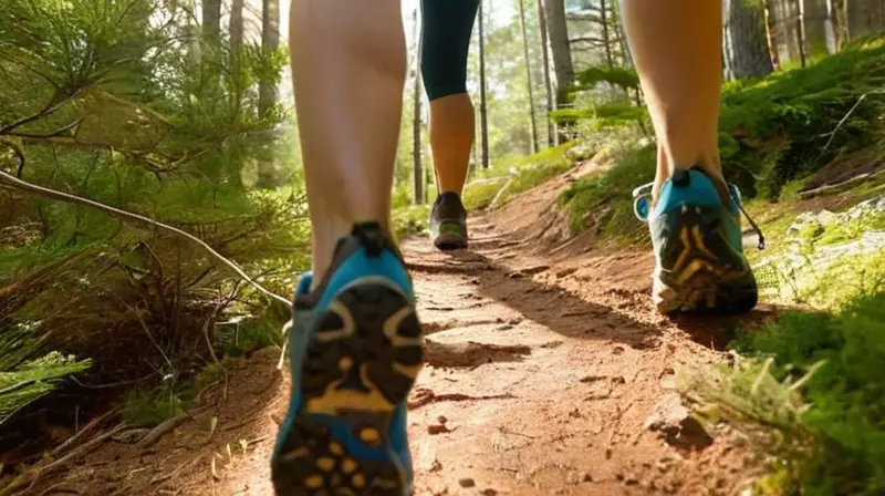 Corredor en sendero montañoso entre pinos