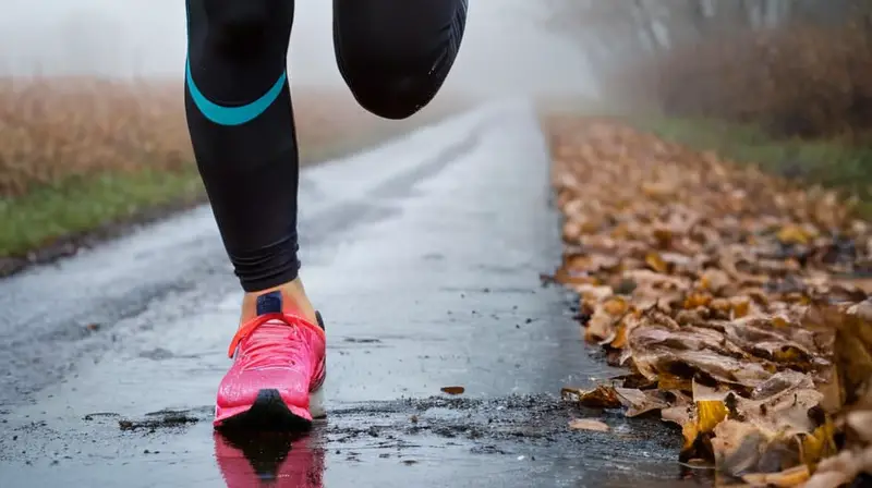 Corredor decidido enfrenta lluvia en camino