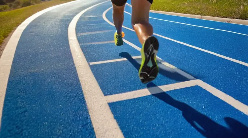 Corredor concentrado en pista soleada y vibrante