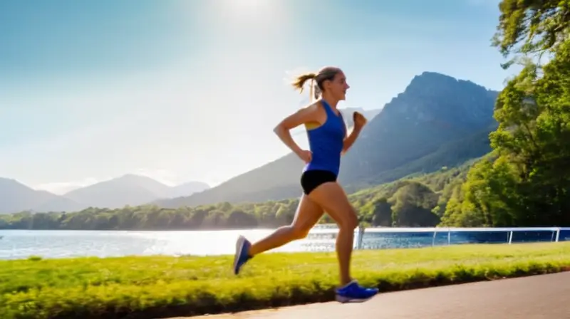 Atleta corre en pista bajo brillante sol