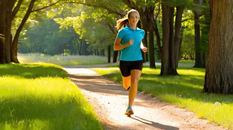 Corredor en un parque soleado y vibrante