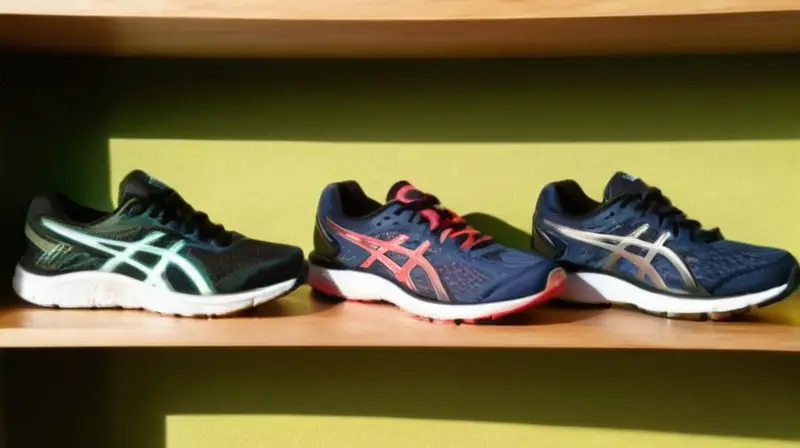 Exhibición de zapatillas en tienda iluminada