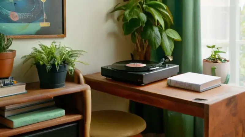 Estudio acogedor con luz y música