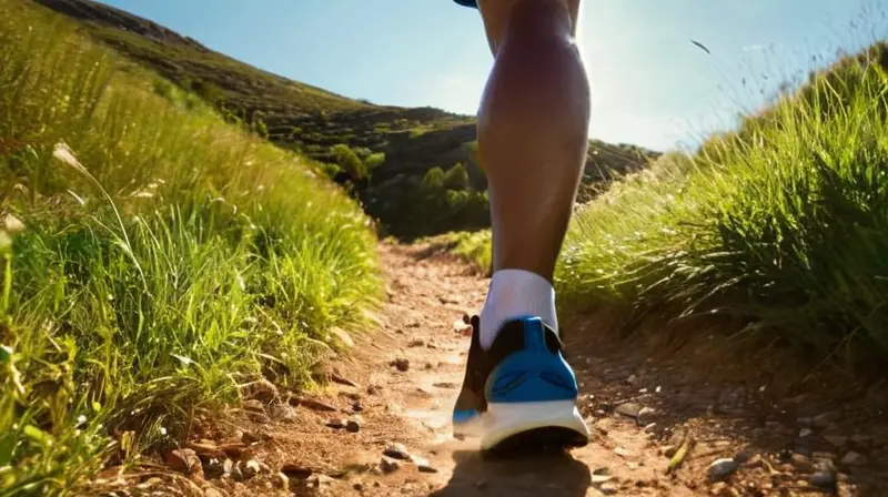 Corredor enérgico subiendo una empinada ladera