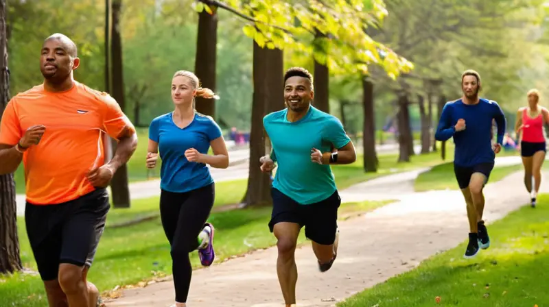 Corredores enérgicos en un parque soleado