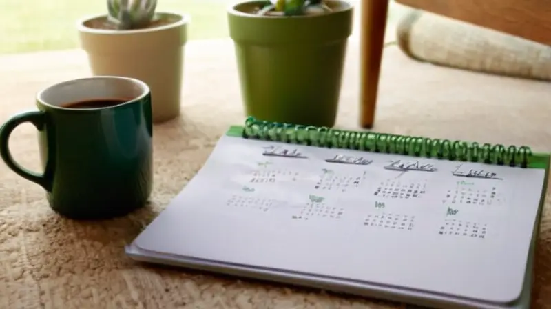 Escritorio ordenado con café y motivación