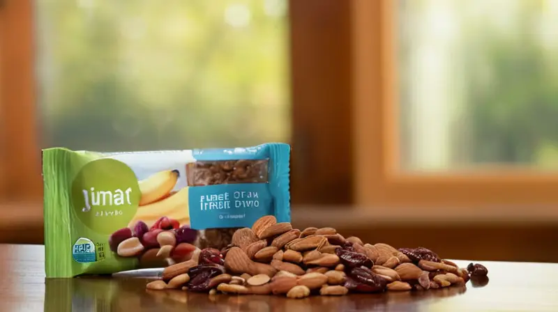 Mesa con snacks energéticos y luz natural