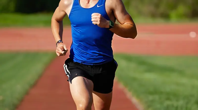 Atleta entrenando en pista al aire libre