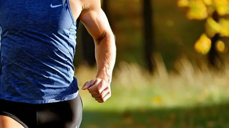 Corredor concentrado avanza en un parque soleado