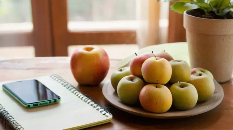 Cocina iluminada con frutas y deporte