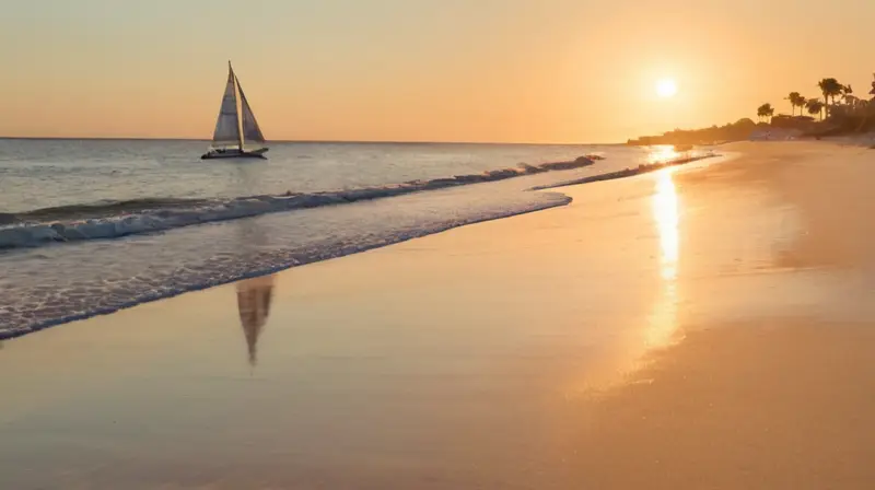 Playa serena al amanecer