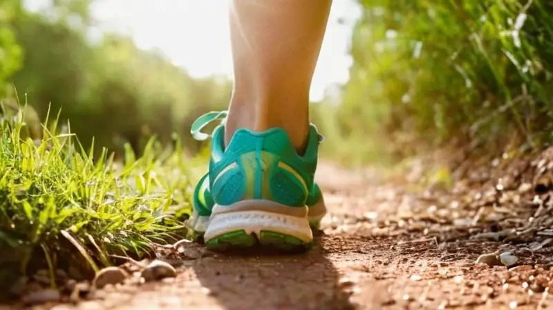 Corredor sudoroso en sendero iluminado