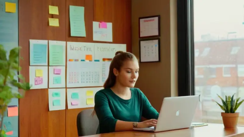 Mujer enfocada en su carrera en casa