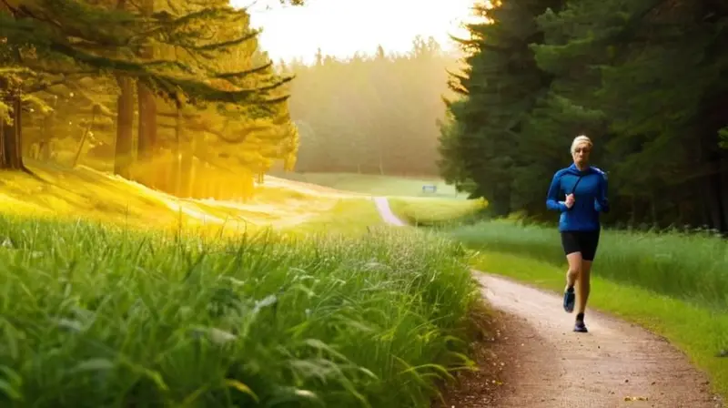 Corredores en un parque iluminado al amanecer