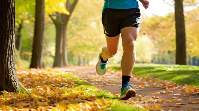 Escena de parque con corredor y entrenador