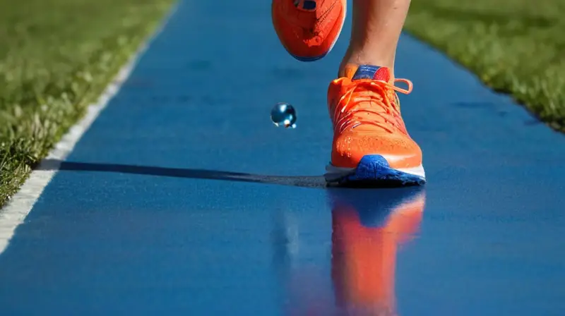 Atleta en pista azul
