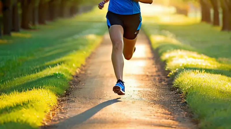 Corredor en pista soleada, esfuerzo y hidratación