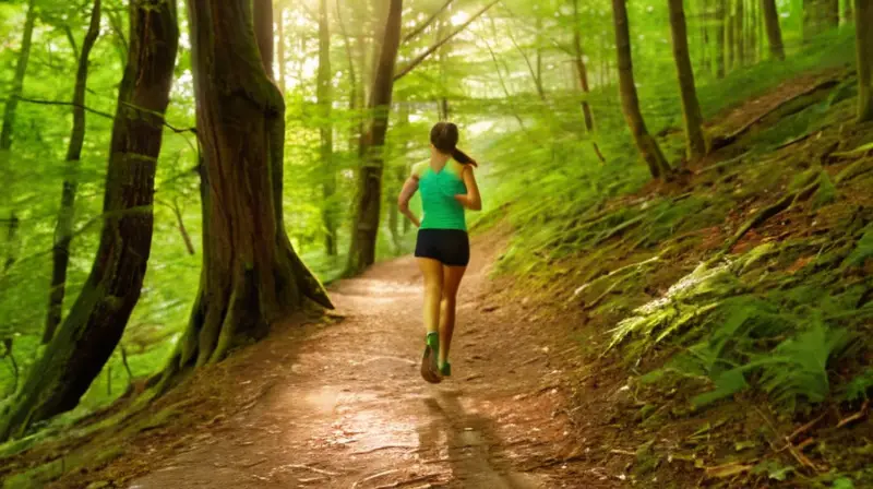 Corredor solitario avanza por un bosque sereno