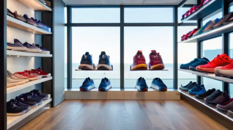 Tienda de zapatos iluminada y vibrante