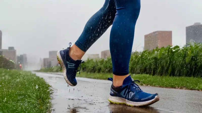 Corredor decidido brilla en la lluvia