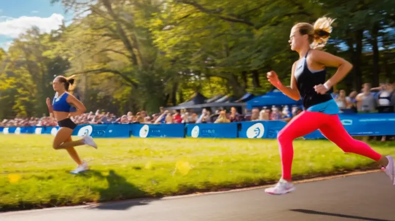 Runners enérgicos corren bajo un cielo brillante
