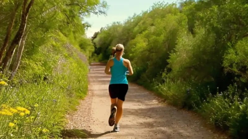 Corredor en un parque iluminado y vibrante