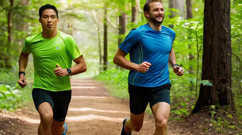 Dos corredores enérgicos compiten en la naturaleza