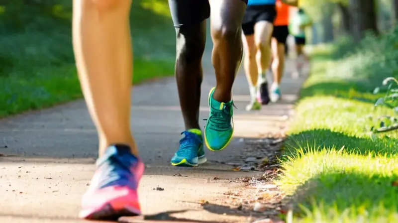 Corredores en un parque soleado y vibrante
