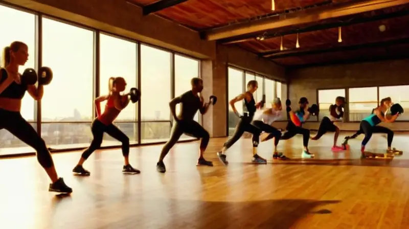 Gimnasio vibrante lleno de atletas en movimiento