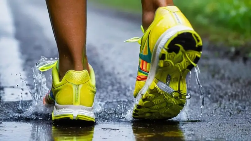 Corredor solitario en un camino lluvioso