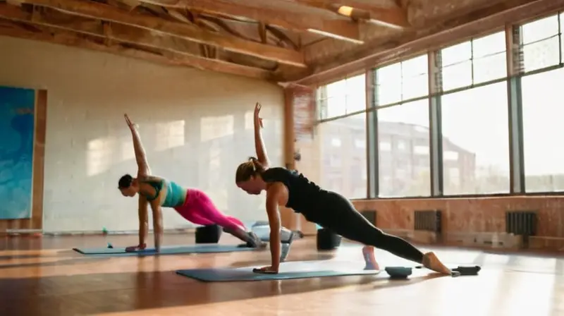 Gimnasio iluminado, atletas enfocados y determinados
