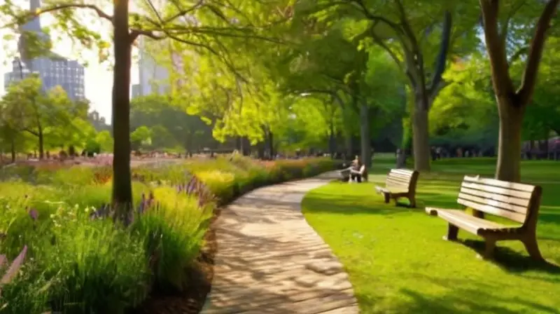 Ciudad vibrante con parques y naturaleza
