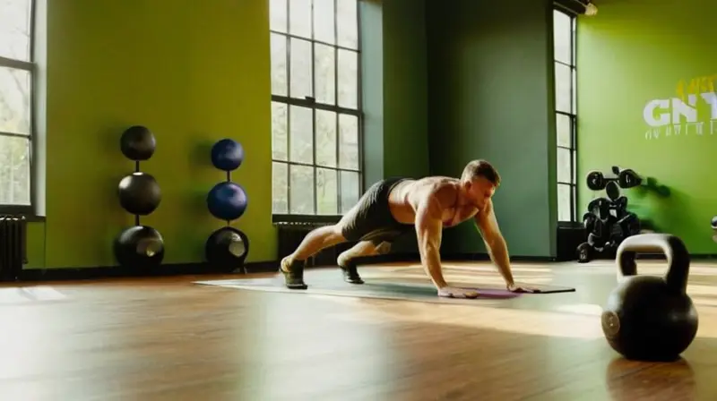 Gimnasio iluminado con atletas en acción