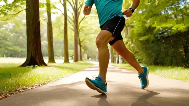 Corredor en parque soleado y vibrante