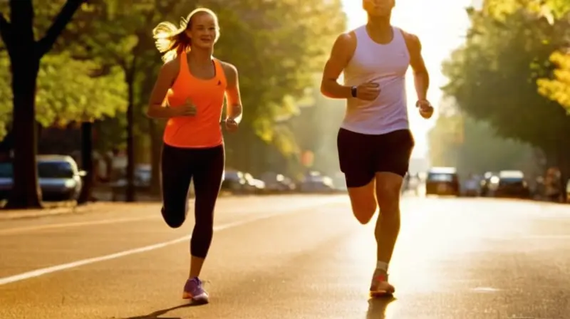Corredores en un parque bajo el sol