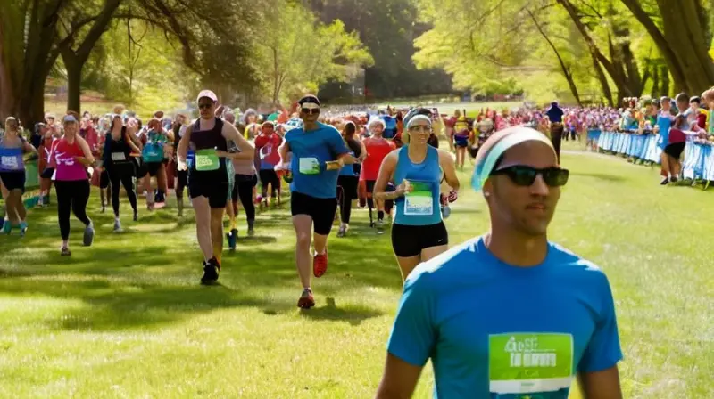 Corredores diversos en un parque soleado