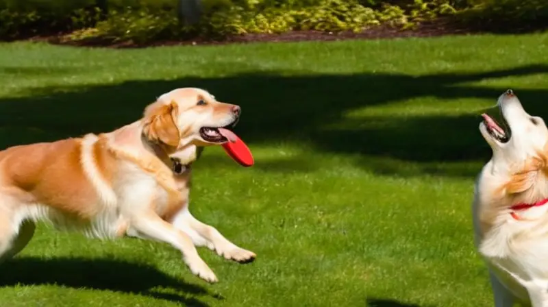 Perro feliz juega en parque soleado