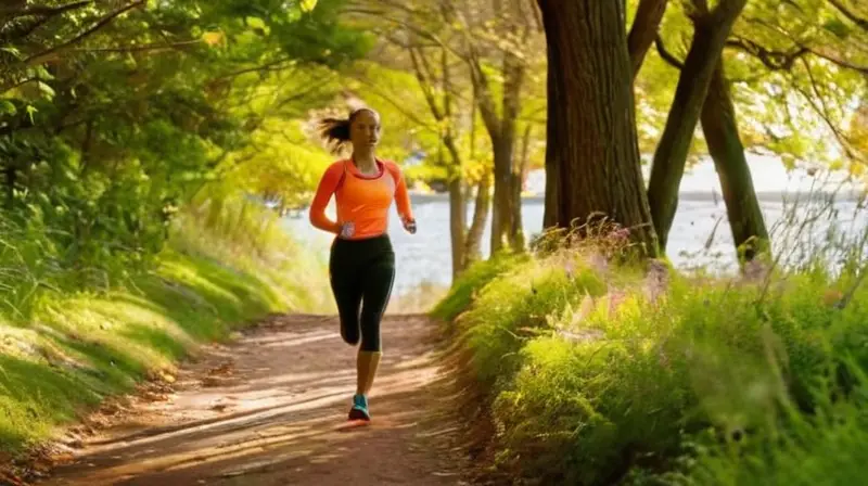Corredores en un parque iluminado y vibrante