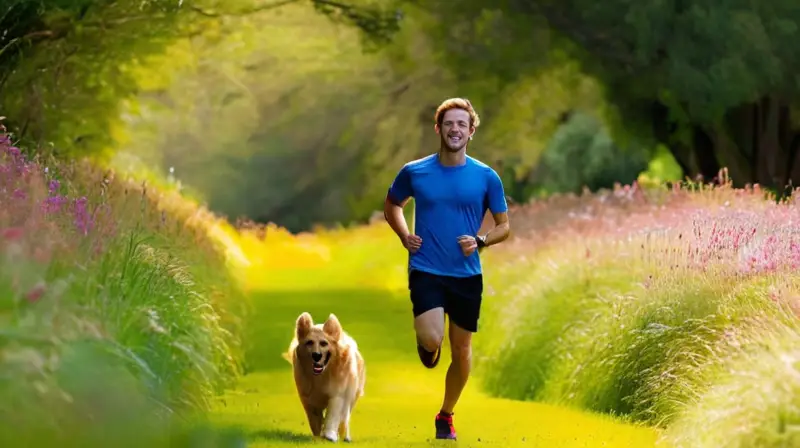 Corredores felices en un parque soleado