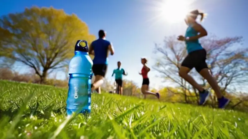 Atletas entrenando en un parque soleado