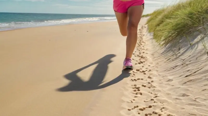 Corredor vibrante en playa soleada y serena