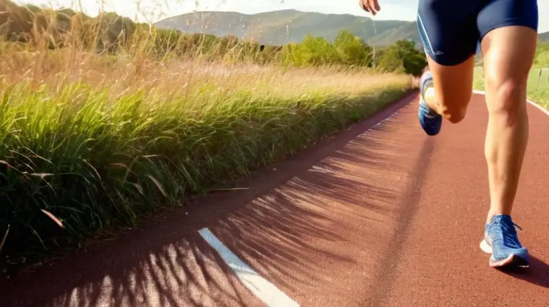 Corredor concentrado en pista iluminada